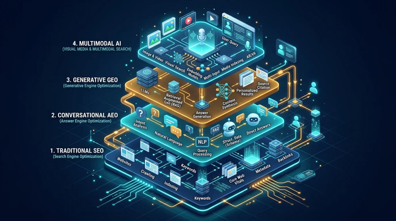 SEO vs AEO vs GEO: The Unified AI Search and Visual Content Framework