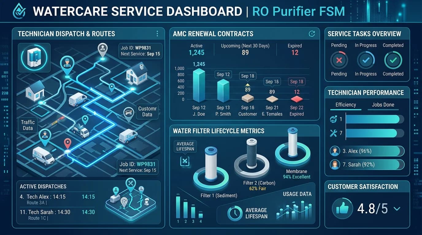 Water Purifier Service Management Software: Automating AMCs and Field Technician Dispatch