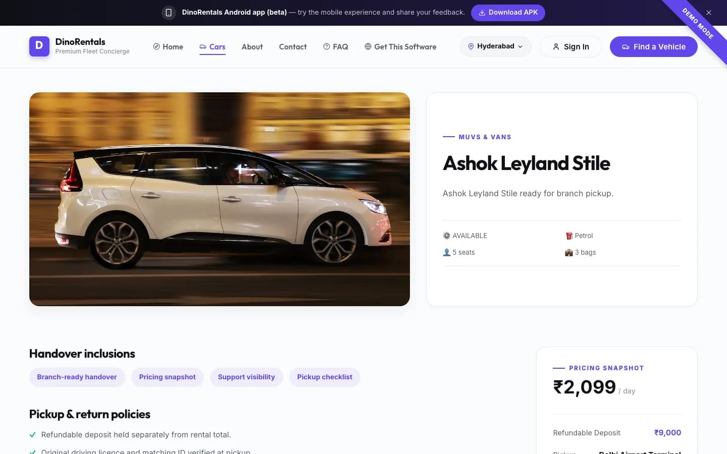 Dino Rental Cars cars ashok leyland stile on desktop — Ashok Leyland Stile
