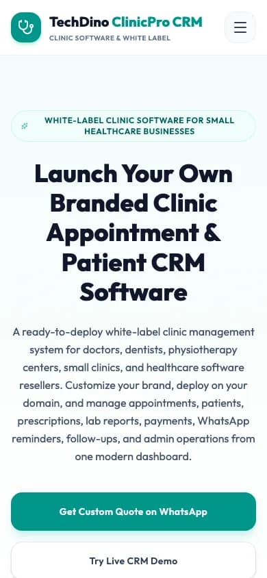 Clinic CRM mobile app preview