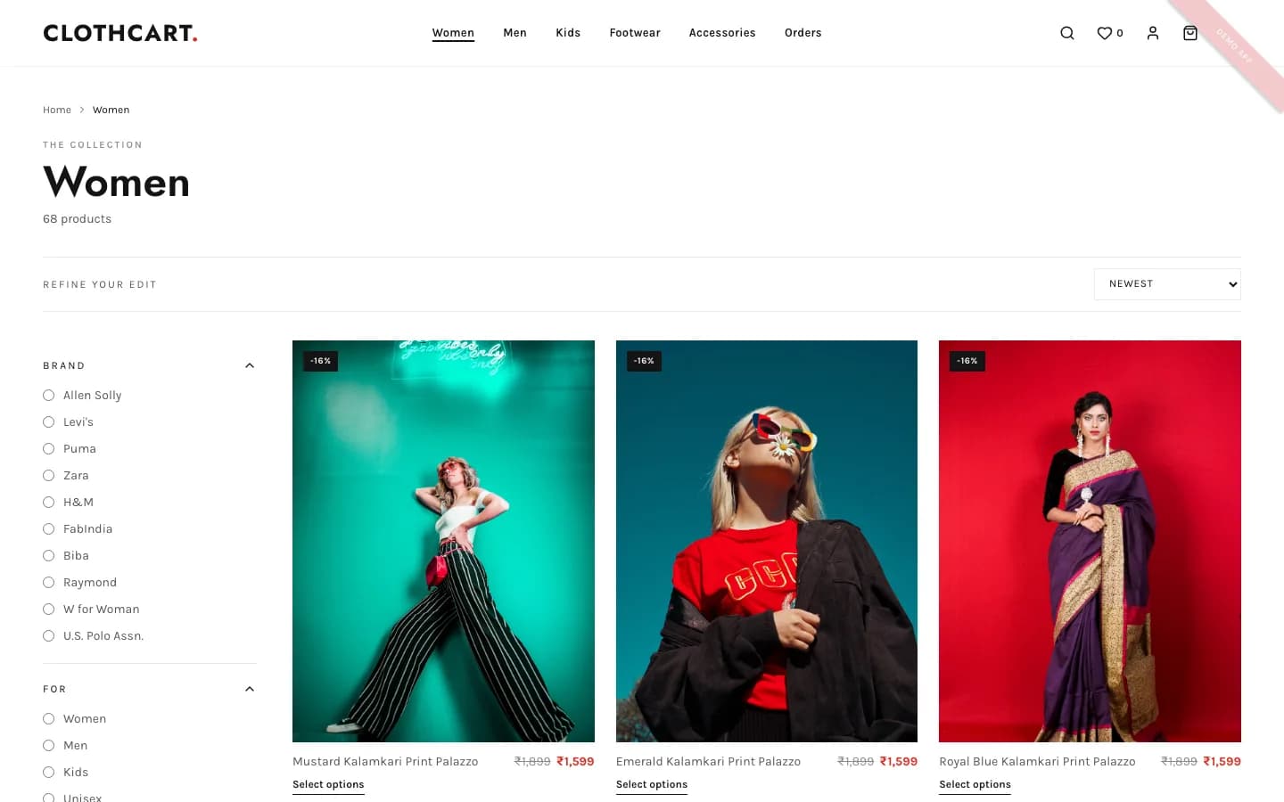 ClothCart shop women on desktop — Women
