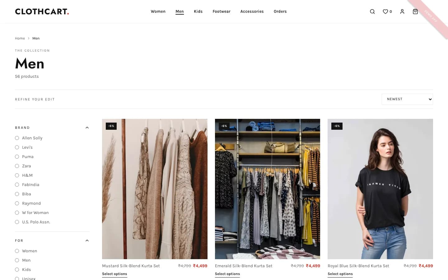 ClothCart shop men on desktop — Men