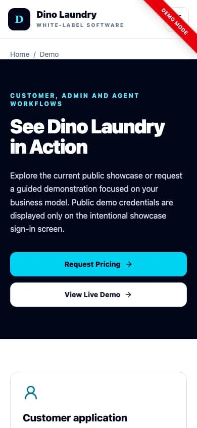 Dino Laundry mobile app preview