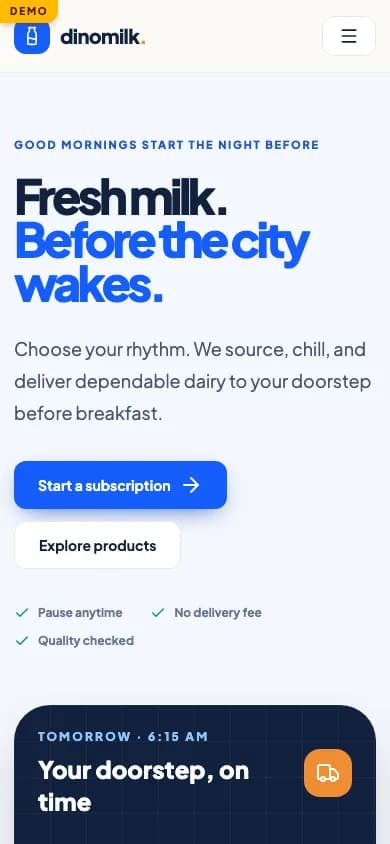 Dino Milk mobile app preview