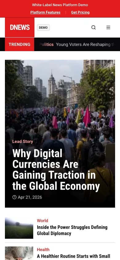 Dino News home page on mobile — Why Digital Currencies Are Gaining Traction in the Global Economy