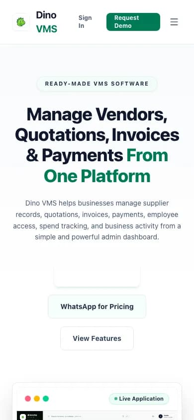 Dino VMS mobile app preview