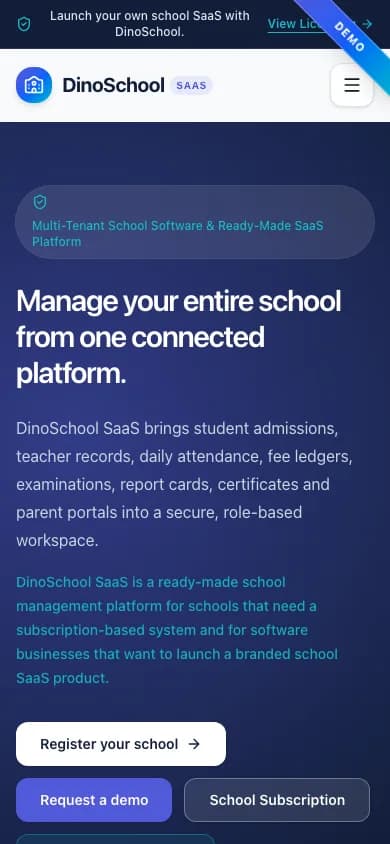 DinoSchool SaaS mobile app preview