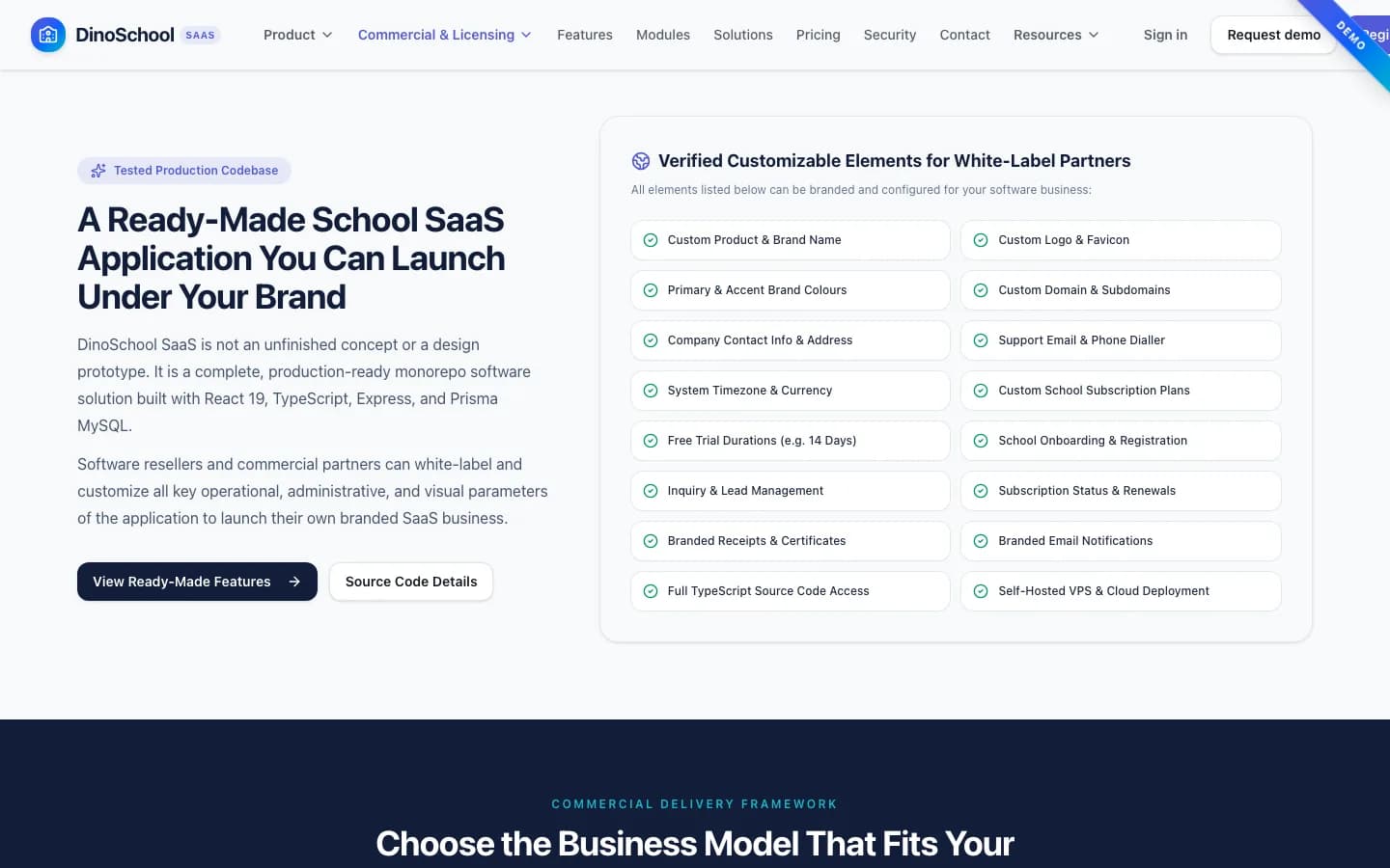 DinoSchool SaaS A Ready-Made School SaaS Application You Can Launch Under Your Brand on desktop — Multi-Tenant School Management SaaS Platform