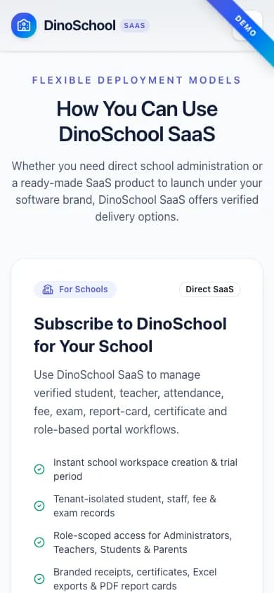 DinoSchool SaaS How You Can Use DinoSchool SaaS on mobile — Multi-Tenant School Management SaaS Platform