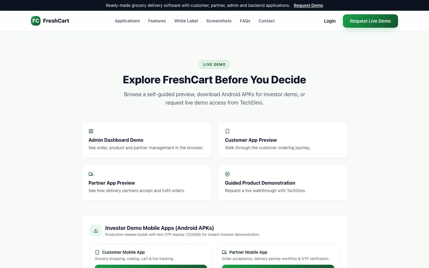 FreshCart demo on desktop — FreshCart Grocery Delivery Software & App