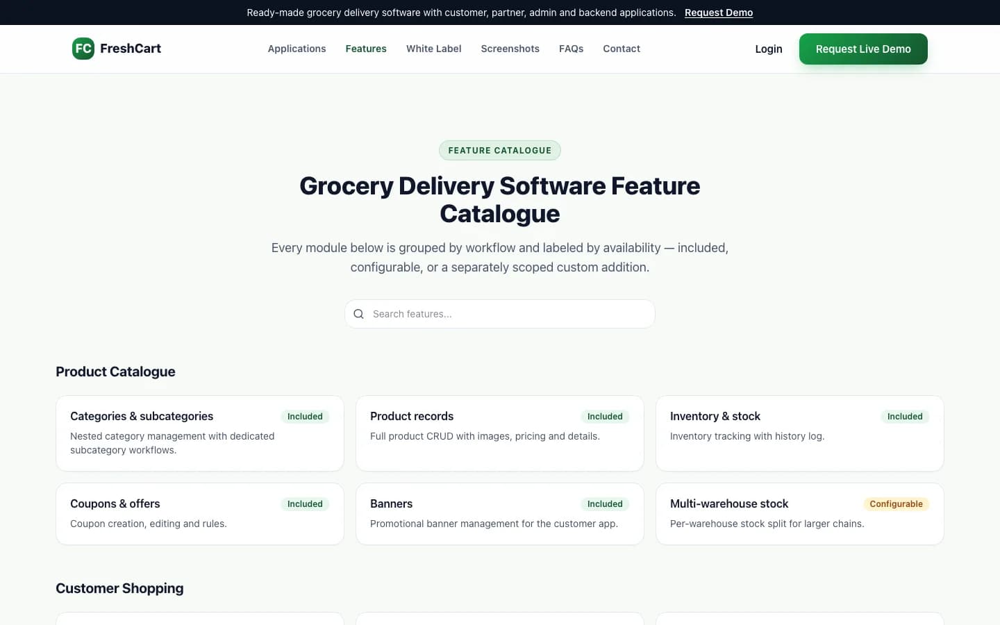 FreshCart features on desktop — FreshCart Grocery Delivery Software & App
