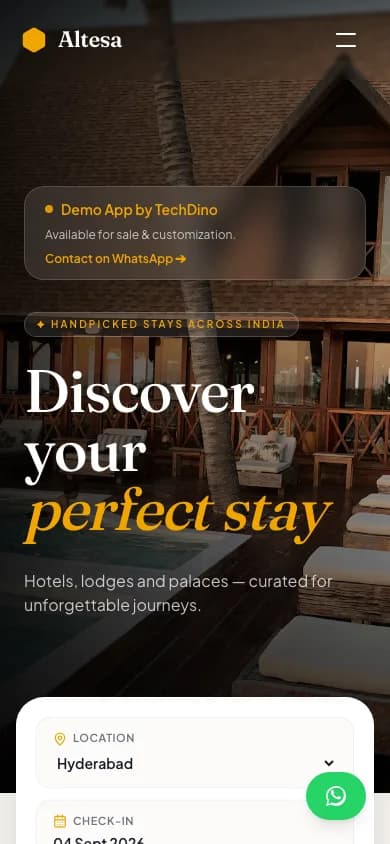 Hotel & Lodge Booking App mobile app preview