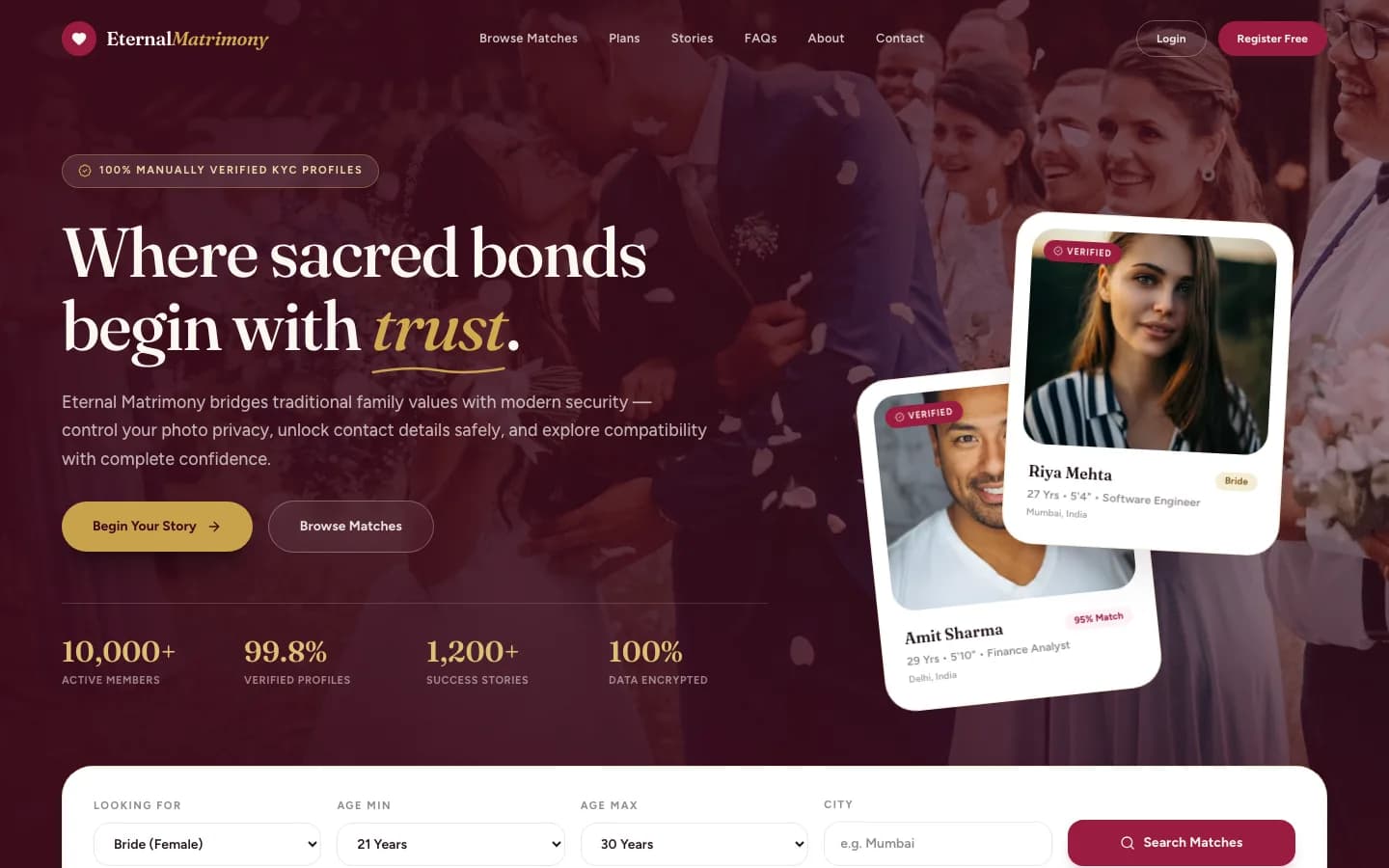 Matrimony App white-label matchmaking web app and mobile app screenshot