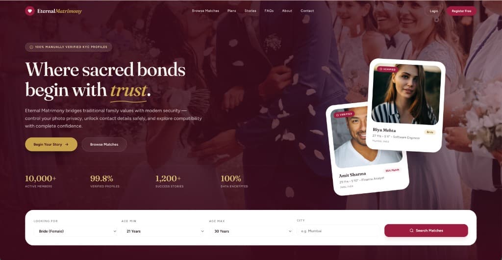 Matrimony App white-label matchmaking web app and mobile app screenshot