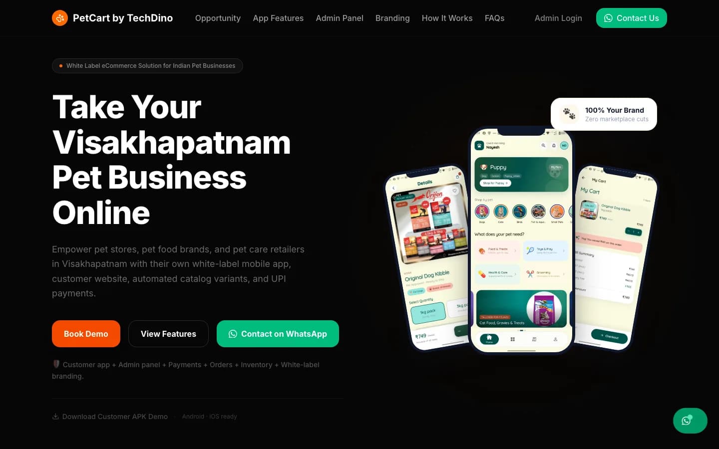 PetCart locations visakhapatnam pet business app on desktop — Take Your Visakhapatnam Pet Business Online