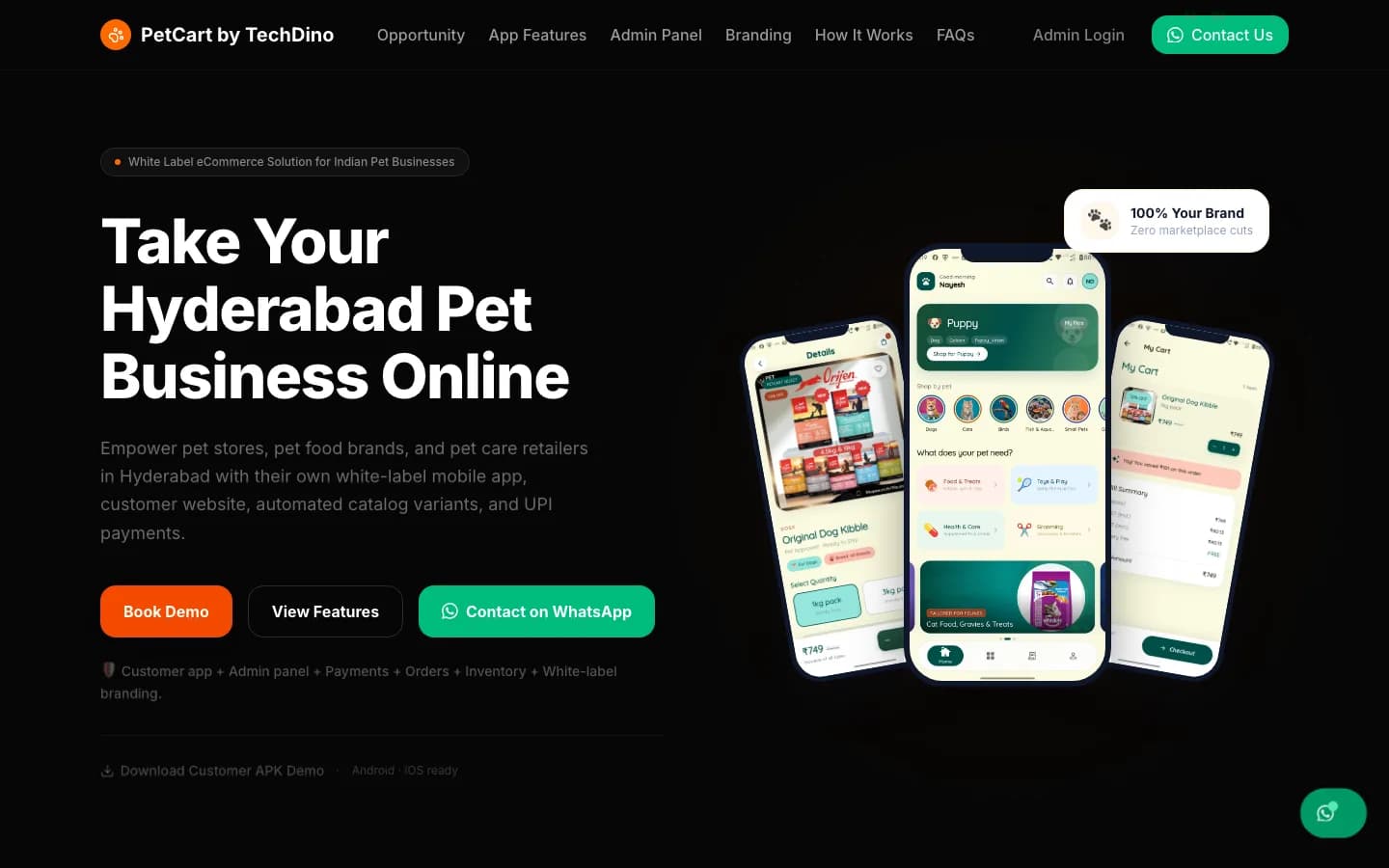 PetCart locations hyderabad pet business app on desktop — Take Your Hyderabad Pet Business Online