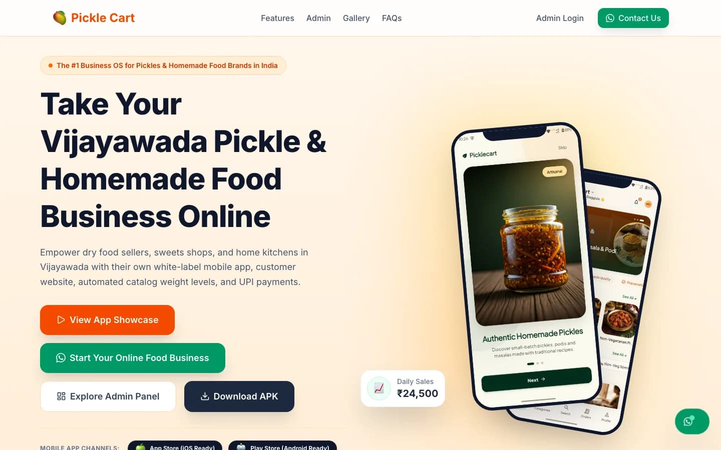 Picklecart locations vijayawada pickle business app on desktop — Take Your Vijayawada Pickle & Homemade Food Business Online