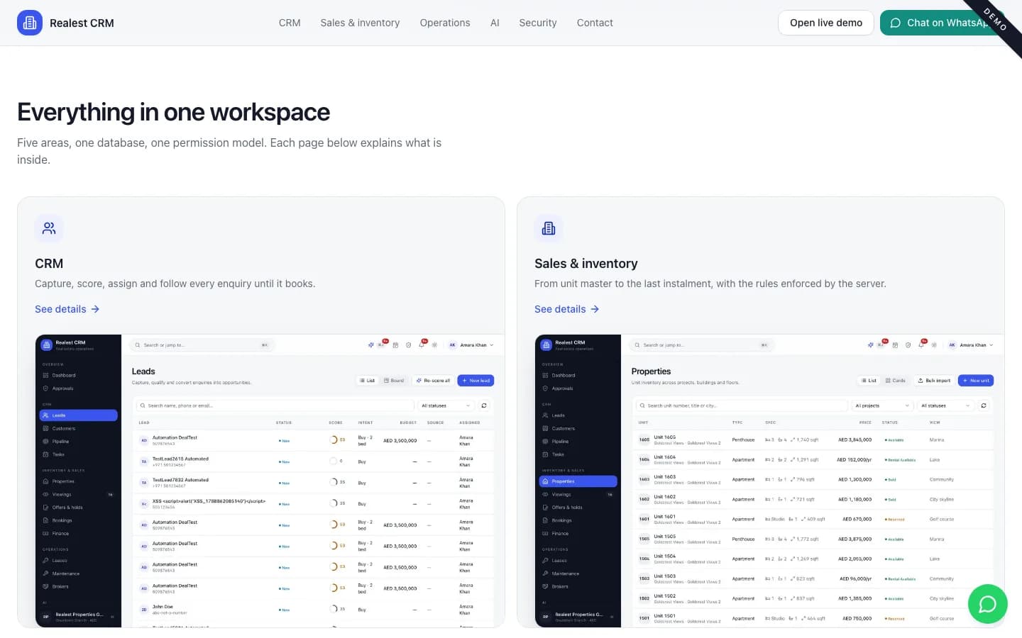 Realest CRM Everything in one workspace on desktop — Realest CRM Real Estate CRM, ERP & Property Management Software