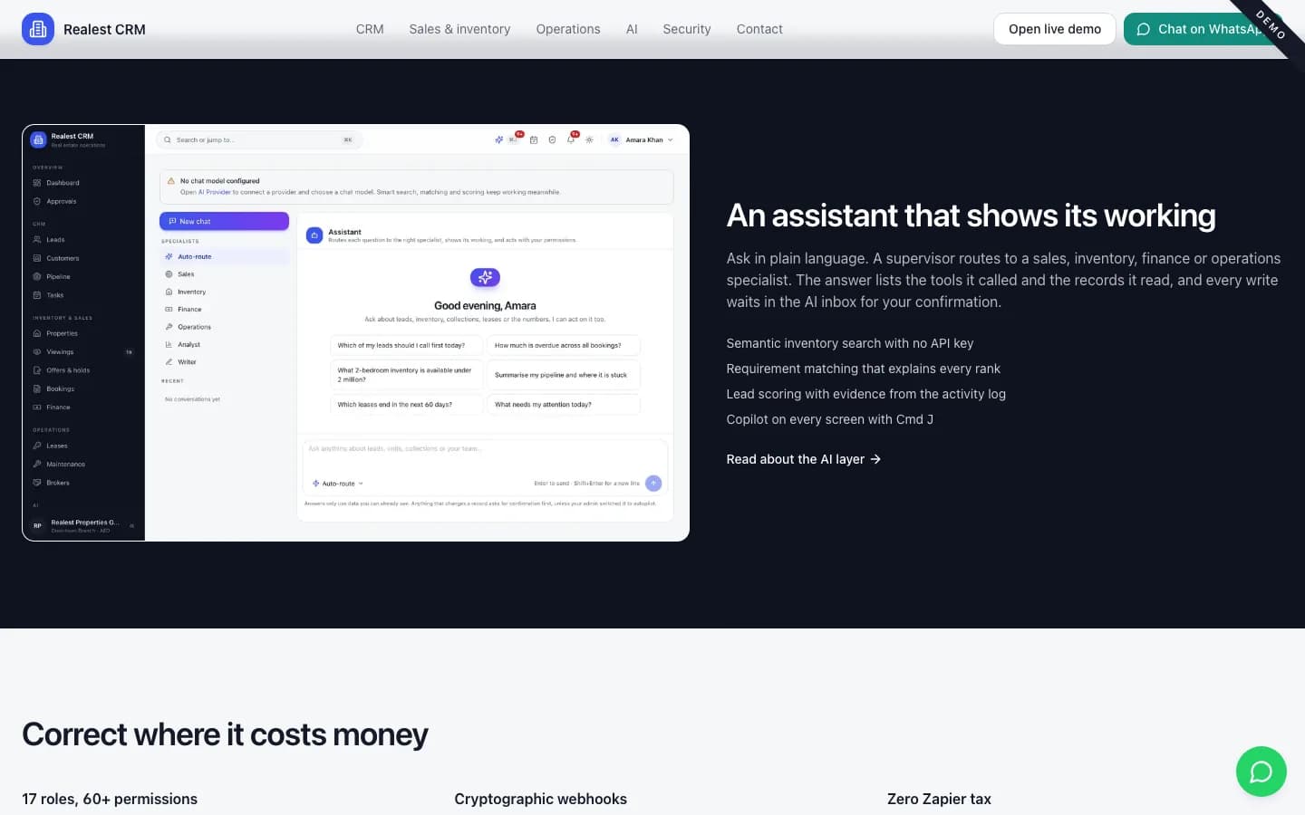 Realest CRM An assistant that shows its working on desktop — Realest CRM Real Estate CRM, ERP & Property Management Software