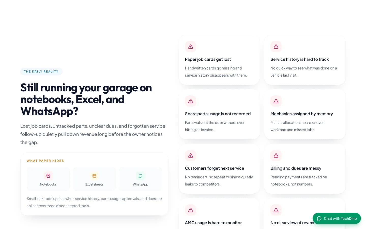 Vehicle Service App Still running your garage on notebooks, Excel, and WhatsApp? on desktop — Garage, Bike & Car Service Center Management Software