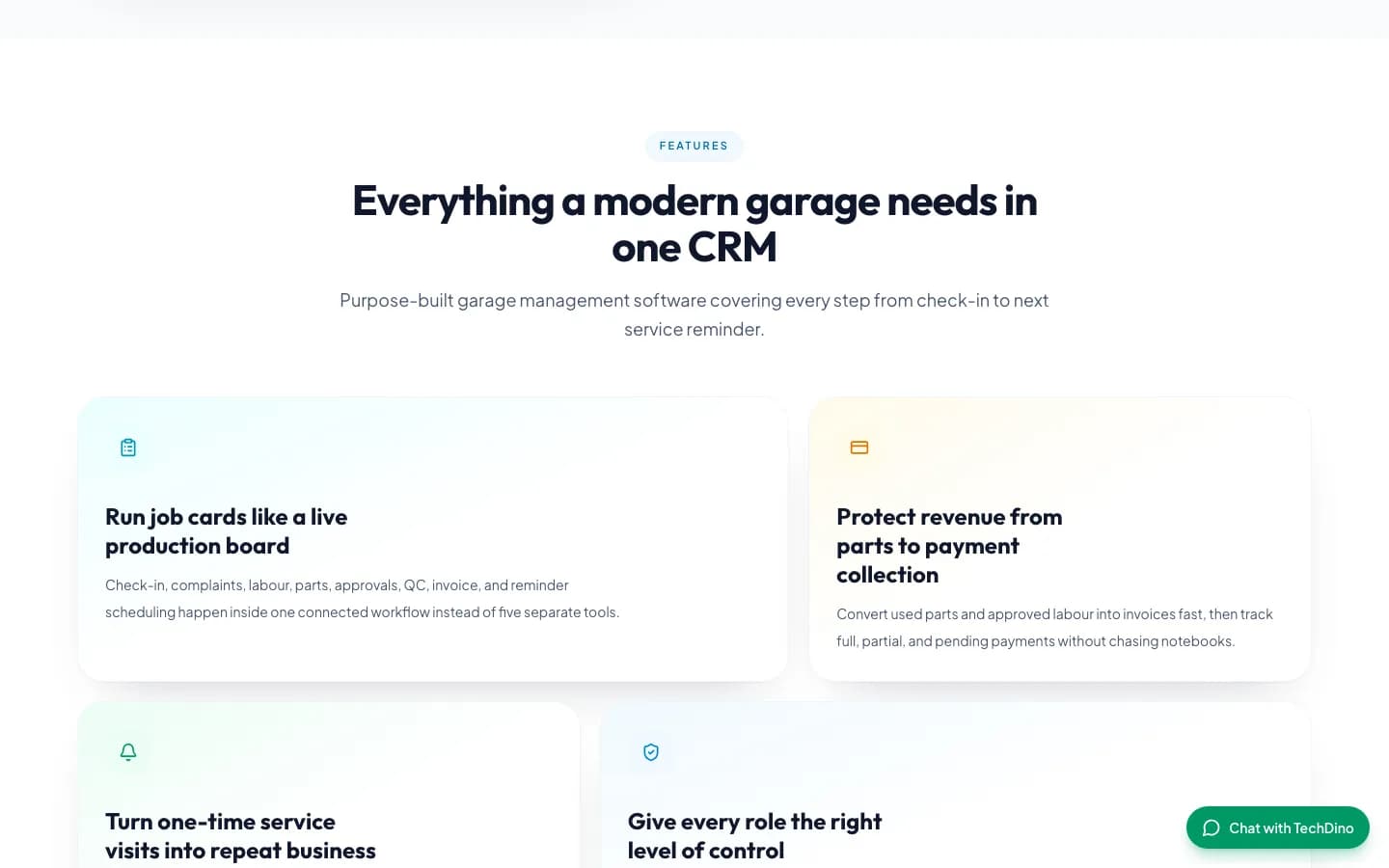 Vehicle Service App Everything a modern garage needs in one CRM on desktop — Garage, Bike & Car Service Center Management Software