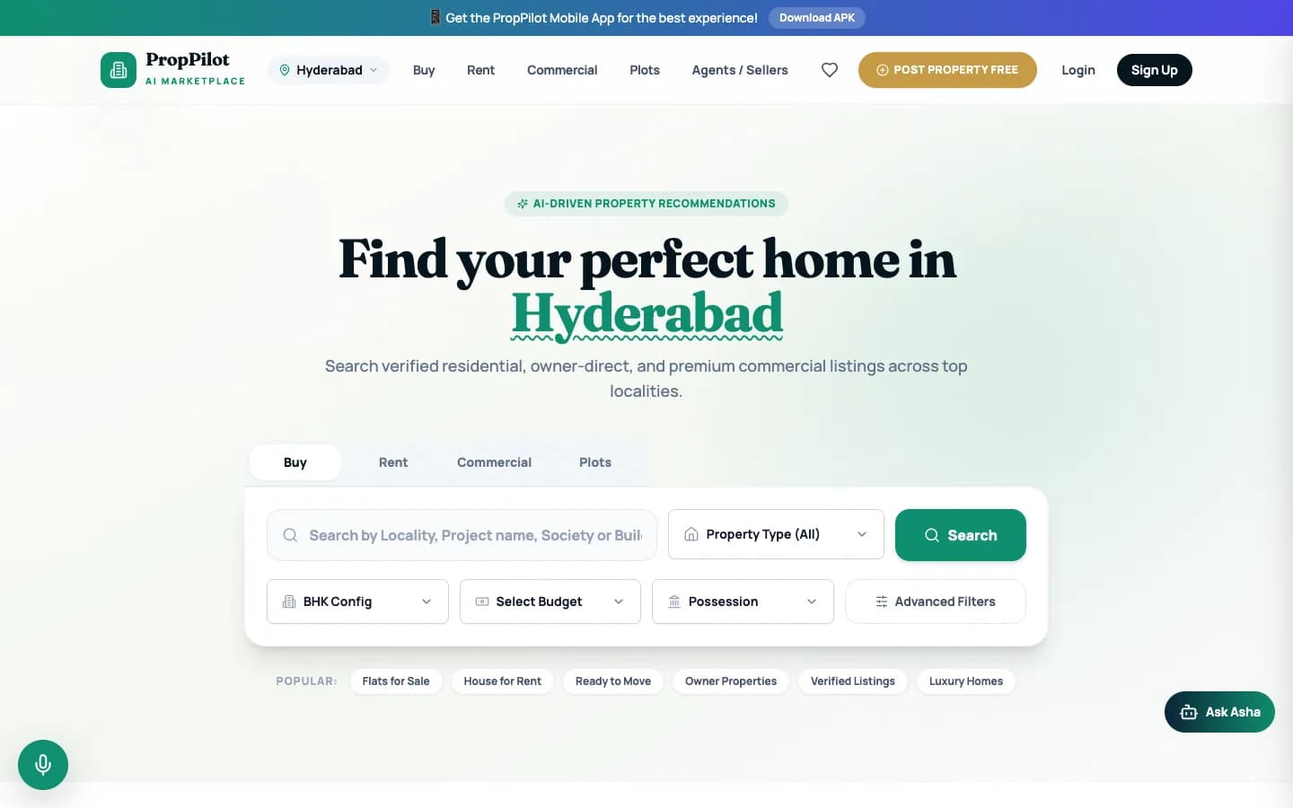PropertyApp AI property marketplace web and mobile app screenshot