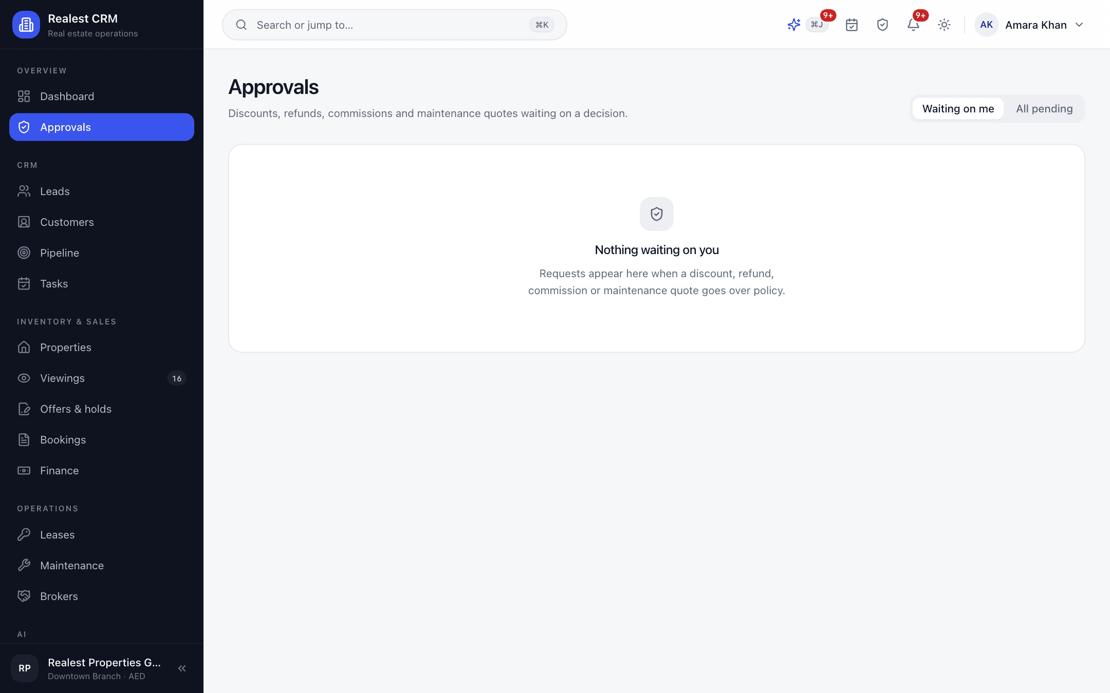 Realest CRM - Realest CRM unified approvals matrix for discounts, commercial terms, and booking cancellations