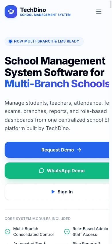 School App white-label school management software dashboard screenshot mobile preview