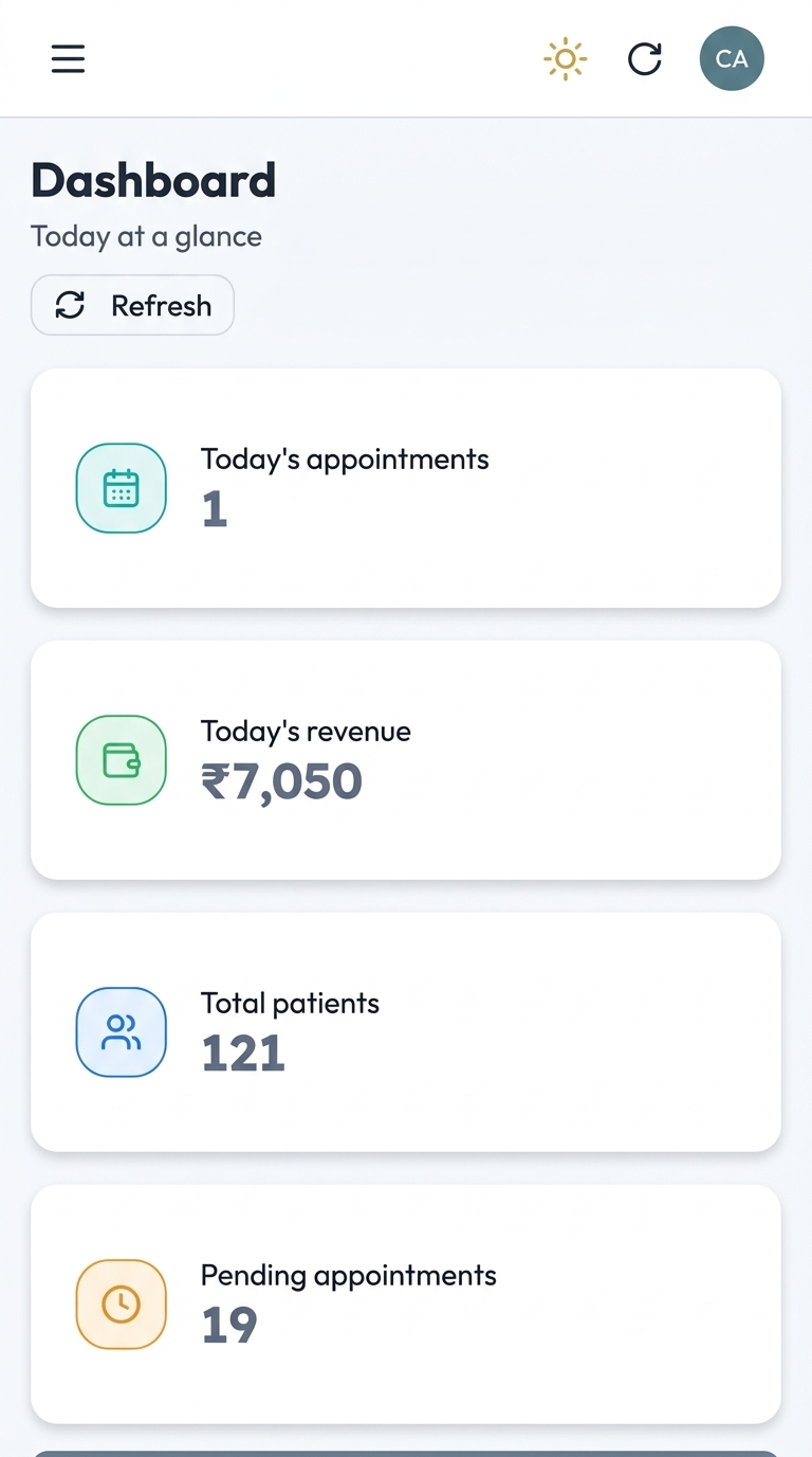 Clinic CRM mobile screenshot